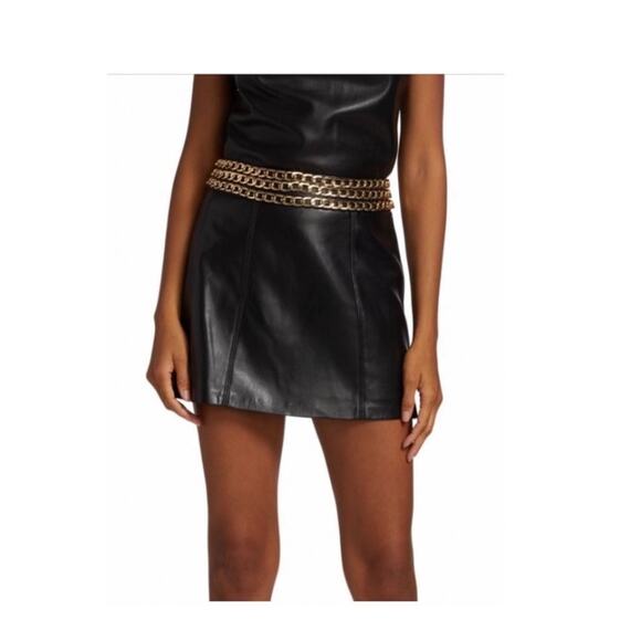 Alice + Olivia Rizo Faux Leather Mini Skirt. - Picture 1 of 6